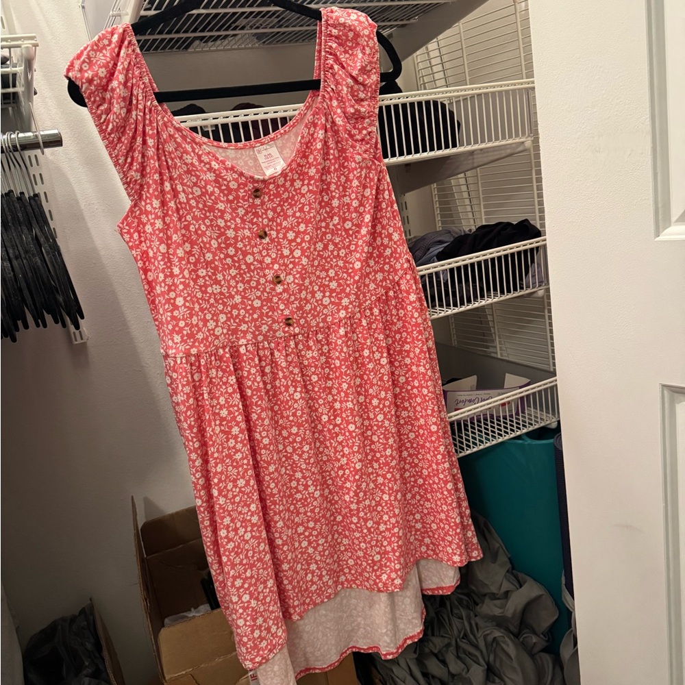 Floral Pink Dress with Button Details